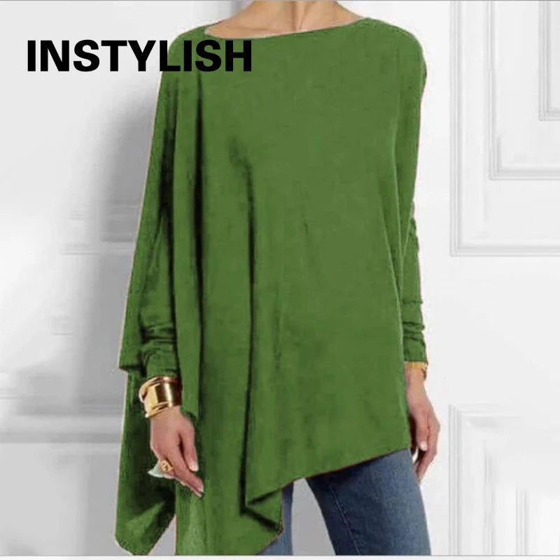 Cotton Irregular Womens Tops And Blouses Casual O Neck Long Sleeve Top Female Tunic 2024 Autumn Plus Size Women Blusas Shirts
