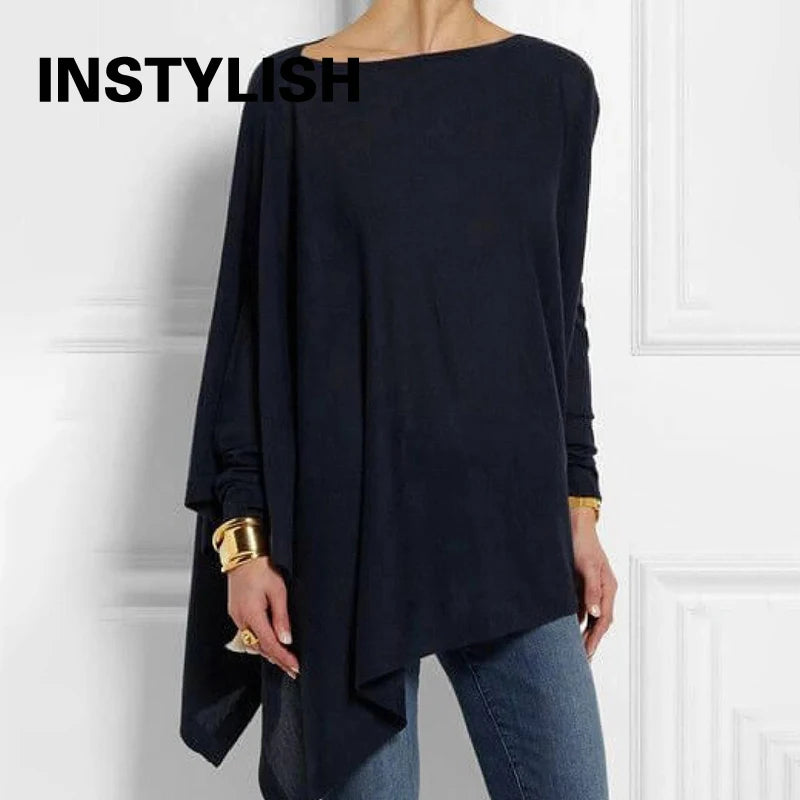 Cotton Irregular Womens Tops And Blouses Casual O Neck Long Sleeve Top Female Tunic 2024 Autumn Plus Size Women Blusas Shirts