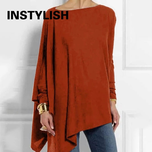 Cotton Irregular Womens Tops And Blouses Casual O Neck Long Sleeve Top Female Tunic 2024 Autumn Plus Size Women Blusas Shirts
