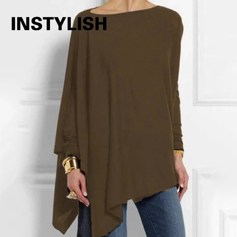 Cotton Irregular Womens Tops And Blouses Casual O Neck Long Sleeve Top Female Tunic 2024 Autumn Plus Size Women Blusas Shirts