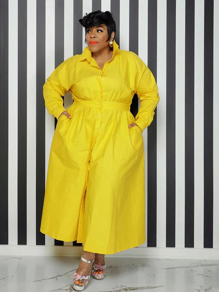 Elegant Casual Women's Dresses Korean Style Solid Color Long Shirt Dress Female Loose Plus Size Dress Wholesale Dropshipping