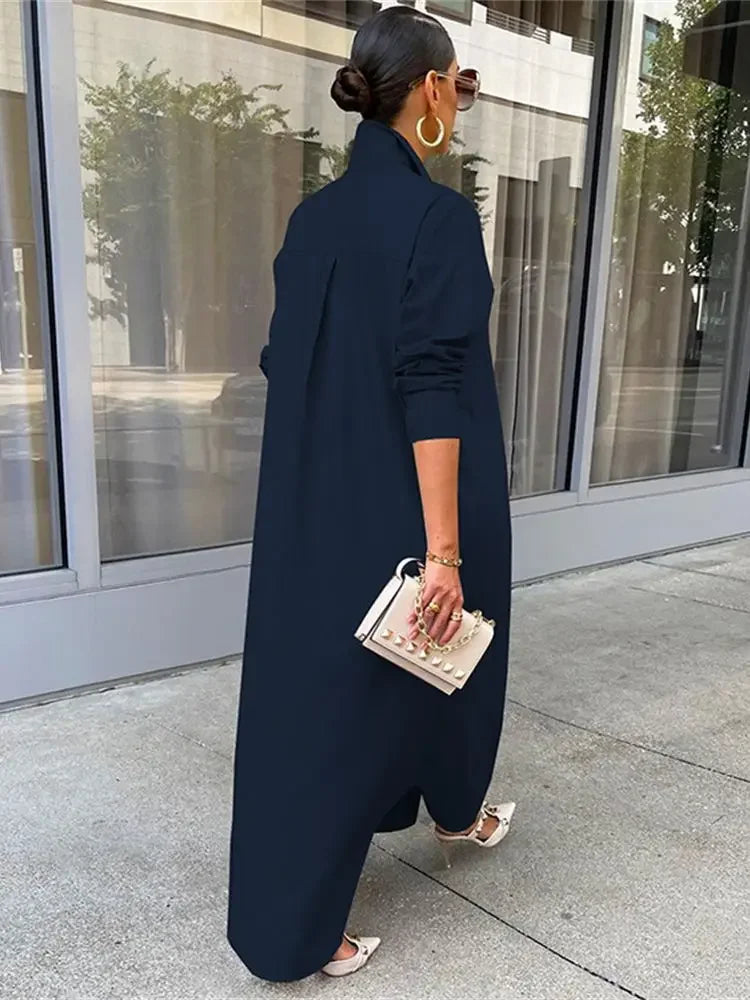 Fashion Casual Long Shirt Women Solid Color Single Breasted Jacket Fashion Elegant Long Dress Shirt 2022 Summer Streetwear S-2XL